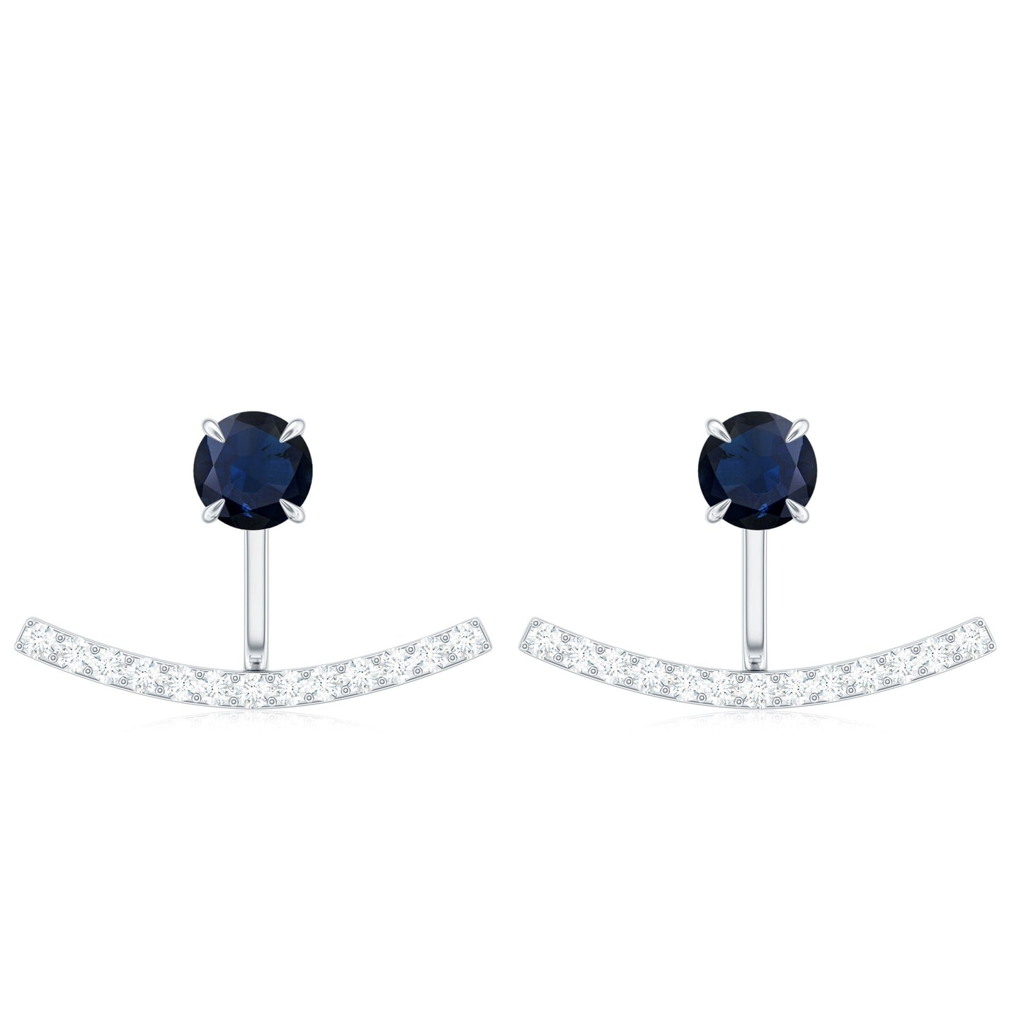 0.8 Carat Blue Sapphire Classic Jacket Earrings with Diamond