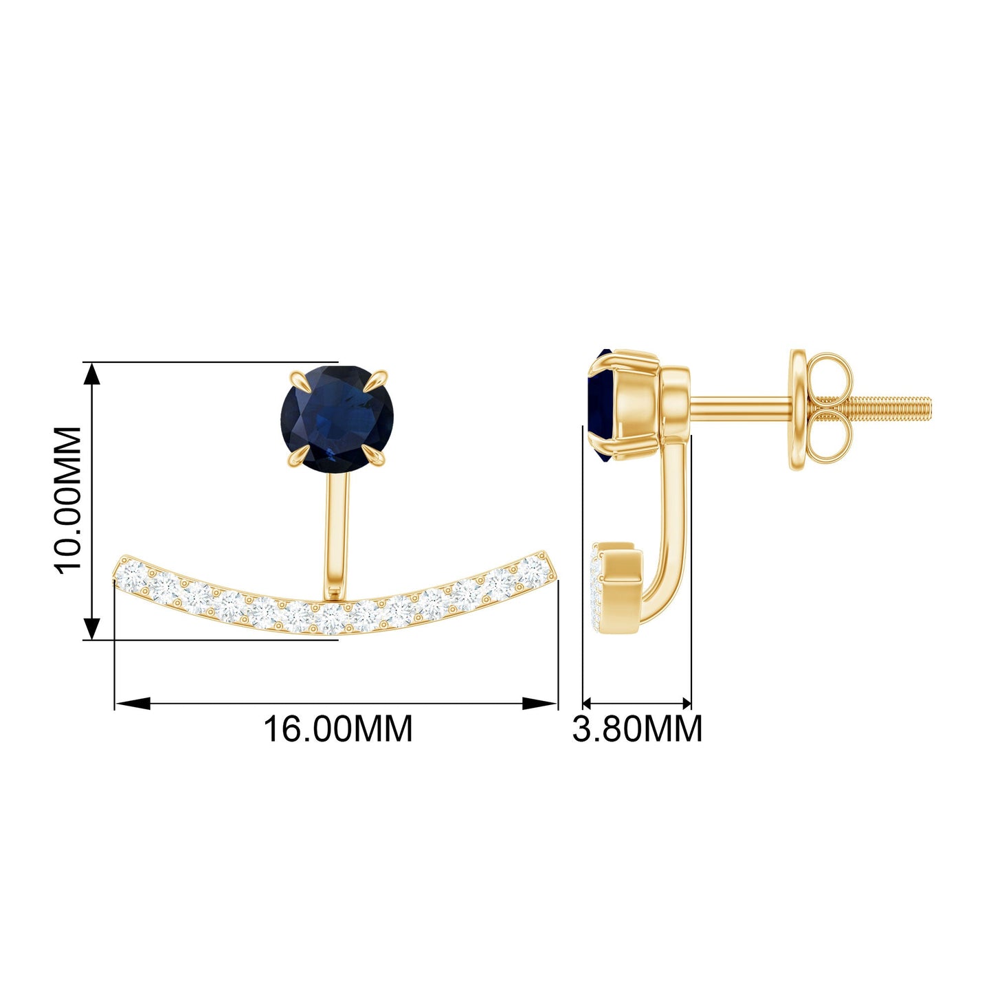0.8 Carat Blue Sapphire Classic Jacket Earrings with Diamond