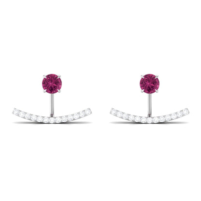 Classic Pink Tourmaline Jacket Earrings with Diamond