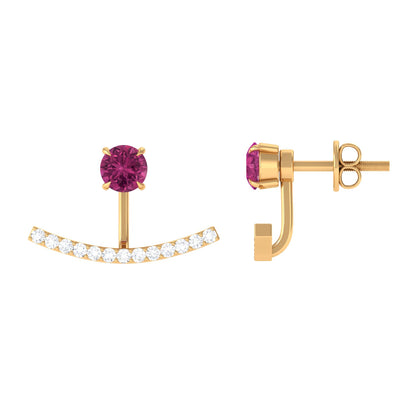 Classic Pink Tourmaline Jacket Earrings with Diamond