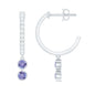 Minimal Tanzanite and Diamond Hoop Drop Earrings