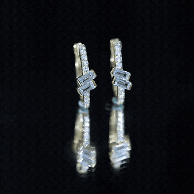 Natural Half Carat Aquamarine Hoop Earrings with Lab Diamond