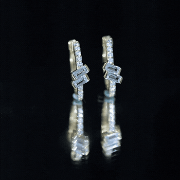 Natural Half Carat Aquamarine Hoop Earrings with Lab Diamond