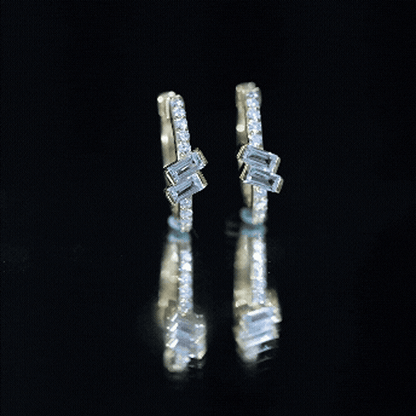 Natural Half Carat Aquamarine Hoop Earrings with Lab Diamond
