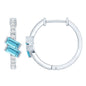 Natural Half Carat Aquamarine Hoop Earrings with Lab Diamond