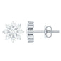 Natural Diamond Flower Stud Earrings for Women