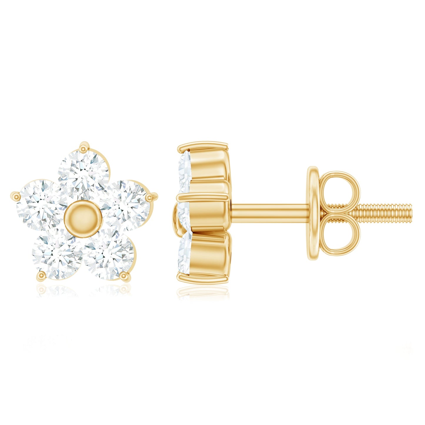 Natural Diamond Flower Stud Earrings