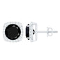3 Carat Black Spinel Stud Earrings with Diamond Halo