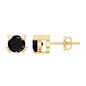 5MM Round Lab Created Black Diamond Cat Stud Earrings