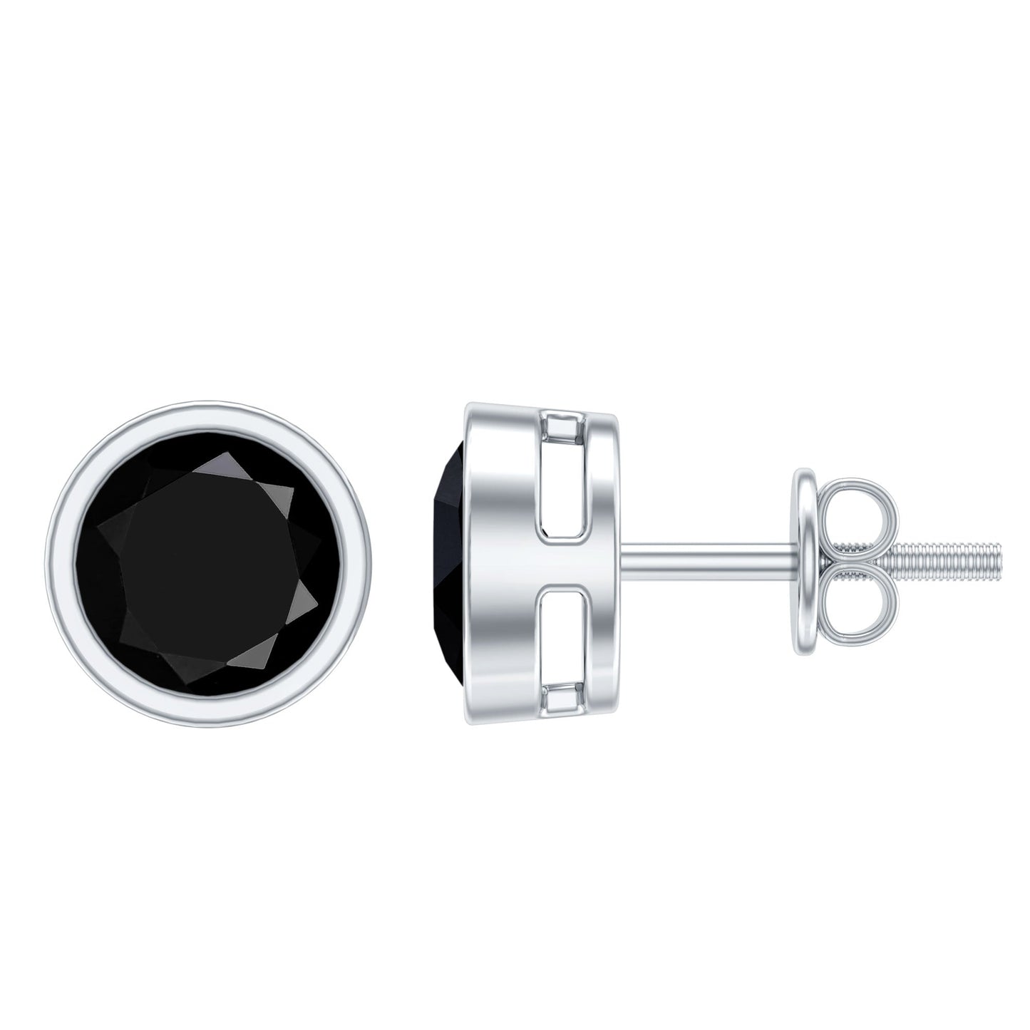 1.6 Carat Bezel Set Lab Created Black Diamond Solitaire Stud Earrings