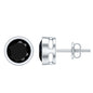 1.6 Carat Bezel Set Lab Created Black Diamond Solitaire Stud Earrings