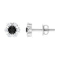 Lab Grown Black and White Diamond Flower Stud Earrings