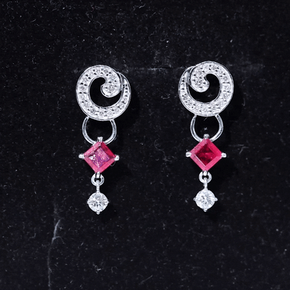 Genuine Ruby and Diamond Bridal Earrings with Certificate