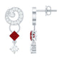 Genuine Ruby and Diamond Bridal Earrings with Certificate