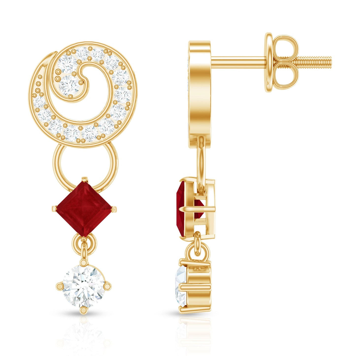 Genuine Ruby and Diamond Bridal Earrings with Certificate