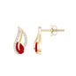 Natural 0.6 Carat Ruby Leaf Earrings with Diamond for Women