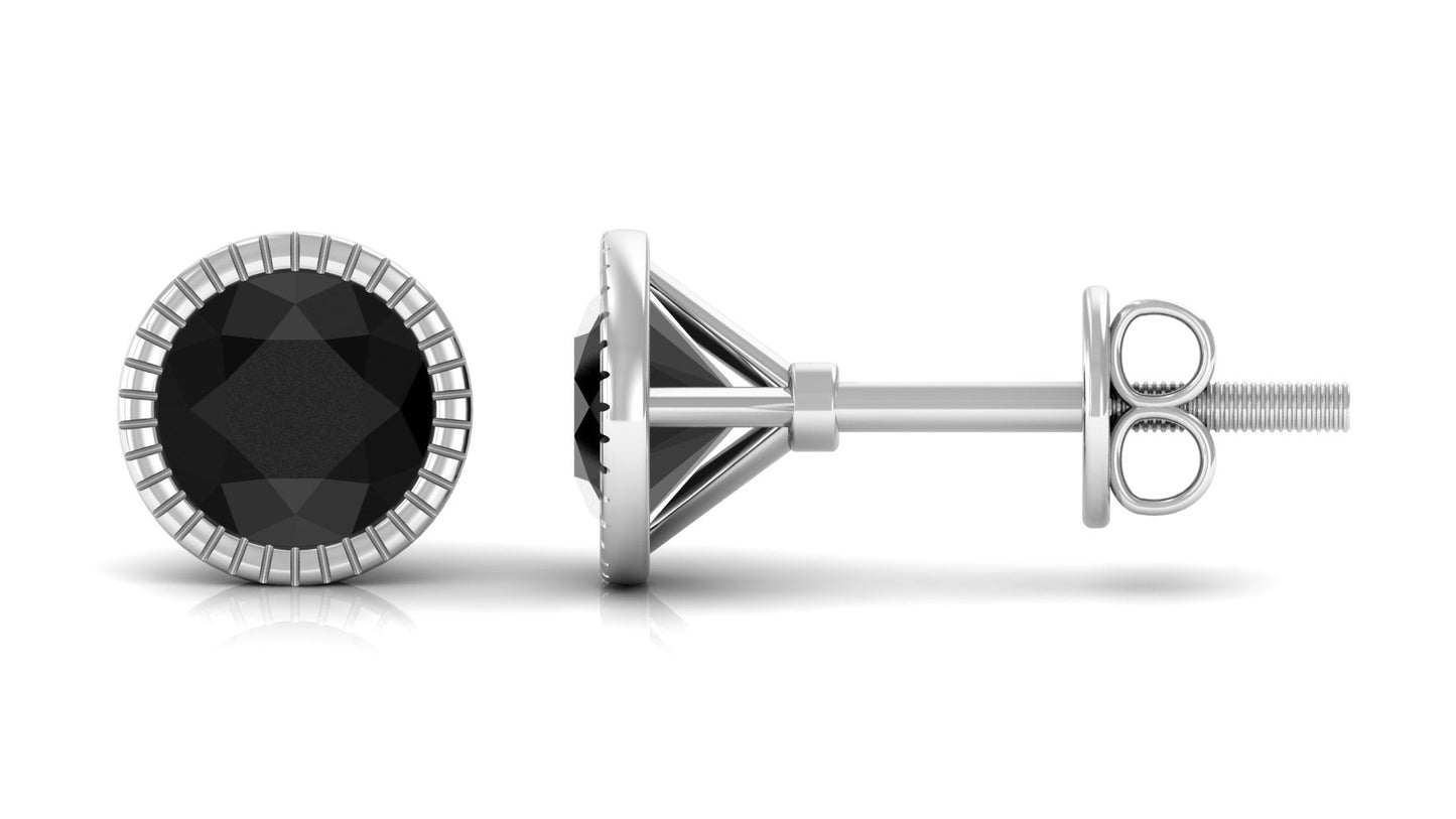 Genuine Black Onyx Solitaire Martini Stud Earrings