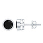 Black Onyx Solitaire Stud Earrings in Bezel Setting