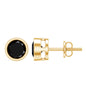 Black Onyx Solitaire Stud Earrings in Bezel Setting