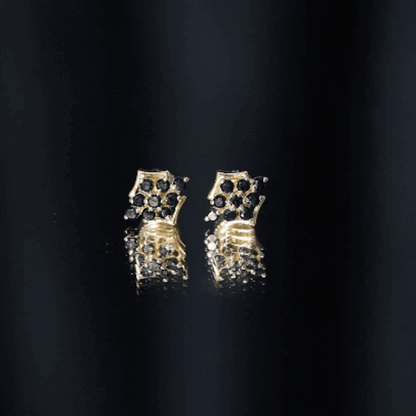 Art Deco Inspired Black Onyx Cluster Stud Earrings for Women