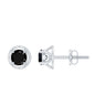 Dainty Floral Earrings with Round Cut Black Spinel