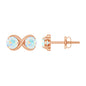 1 CT Simple Ethiopian Opal Two Stone Infinity Stud Earrings