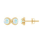 1 CT Simple Ethiopian Opal Two Stone Infinity Stud Earrings