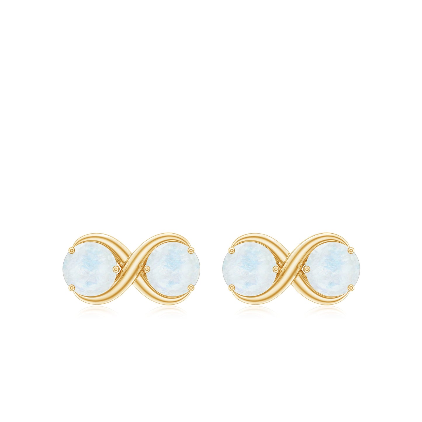 1.4 Carat Simple Moonstone Two Stone Infinity Stud Earrings