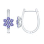Round Shape Tanzanite Flower Hoop Earrings