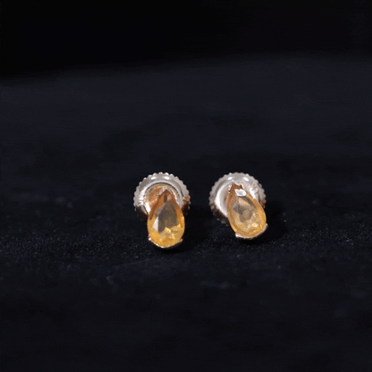 Natural 1 Carat Fire Opal Teardrop Stud Earrings