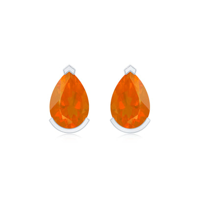 Natural 1 Carat Fire Opal Teardrop Stud Earrings