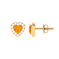 Heart Shape Fire Opal Halo Stud Earrings with Diamond
