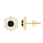 Real Black Onyx Geometric Earrings with Diamond