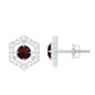 0.6 Carat Minimal Garnet and Diamond Geometric Stud Earrings