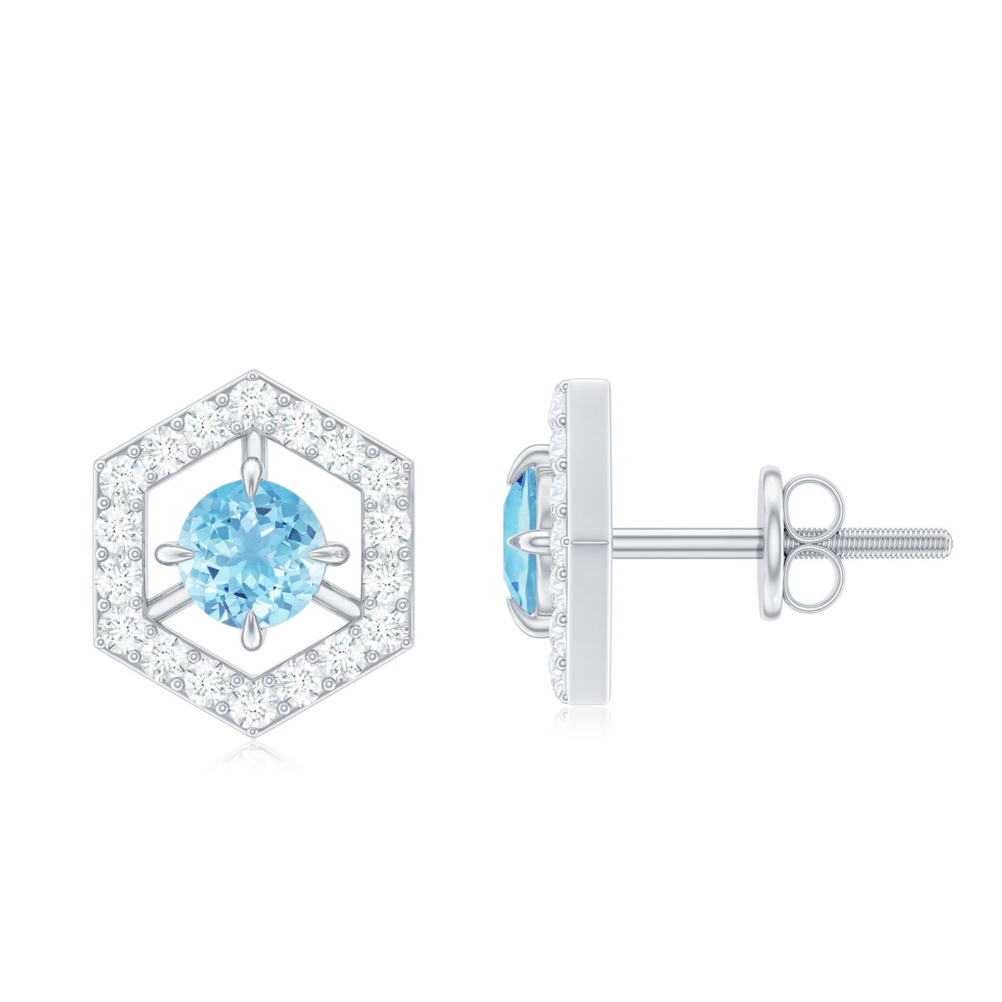 Natural Aquamarine Everyday Earrings with Diamond