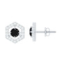 Lab Created Black Diamond and Diamond Geometric Stud Earrings
