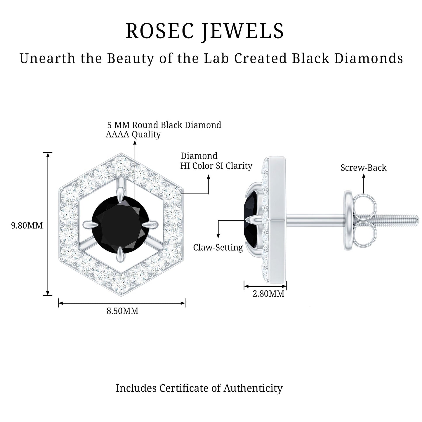 Lab Created Black Diamond and Diamond Geometric Stud Earrings