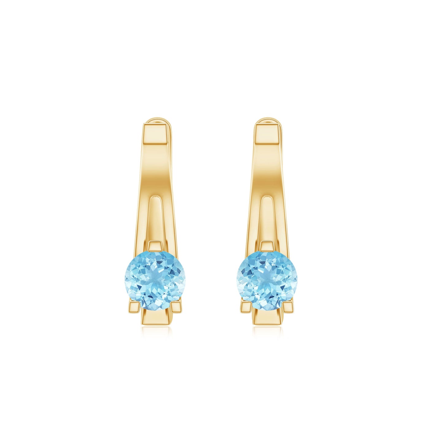 Natural Aquamarine J Hoop Earrings with Certificate