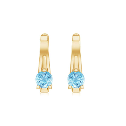 Natural Aquamarine J Hoop Earrings with Certificate