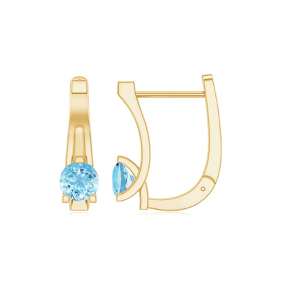 Natural Aquamarine J Hoop Earrings with Certificate