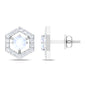 0.7 Carat Moonstone and Diamond Geometric Stud Earrings
