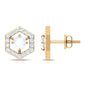0.7 Carat Moonstone and Diamond Geometric Stud Earrings