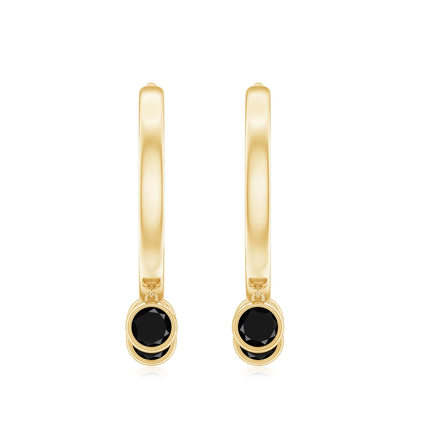 Genuine Black Onyx Hinged Hoop Drop Earrings