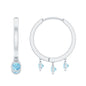 Genuine Aquamarine Hoop Earring in Bezel Setting