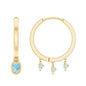 Genuine Aquamarine Hoop Earring in Bezel Setting