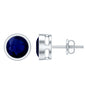 1.9 Carat Bezel Set Blue Sapphire Solitaire Stud Earrings