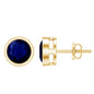 1.9 Carat Bezel Set Blue Sapphire Solitaire Stud Earrings