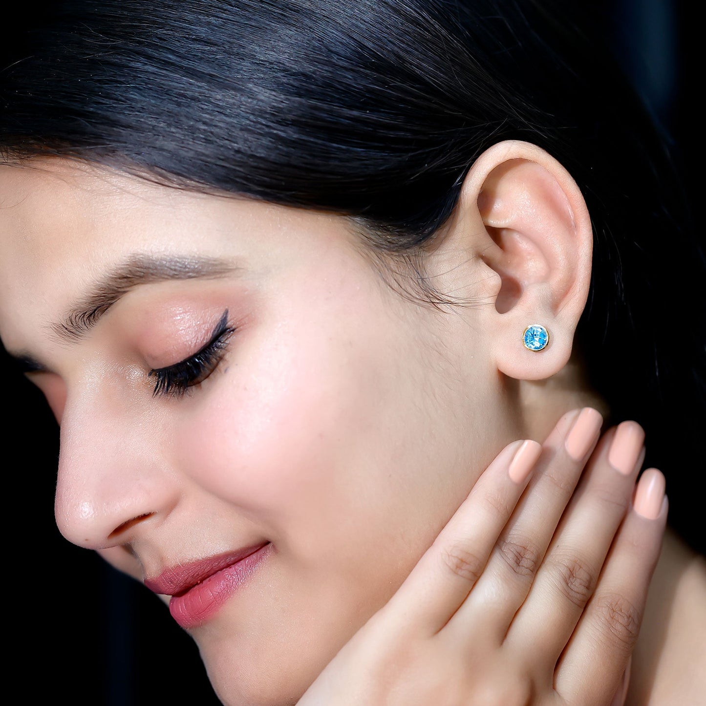Natural 1.6 Carat Aquamarine Stud Earrings in Bezel Setting