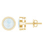 Real Moonstone Solitaire Stud Earrings in Bezel Setting