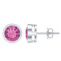 Round Pink Tourmaline Solitaire Stud Earrings